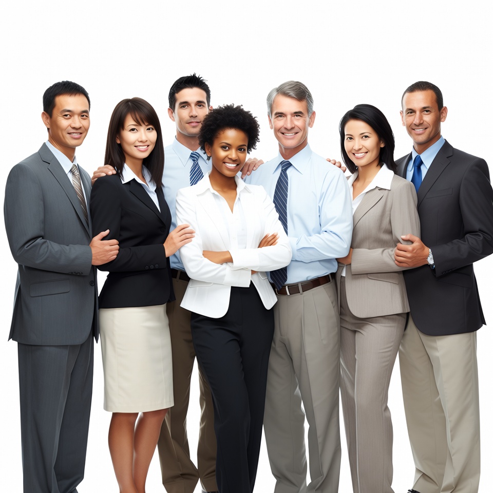 Diverse business team standing together Diverse business team standing together