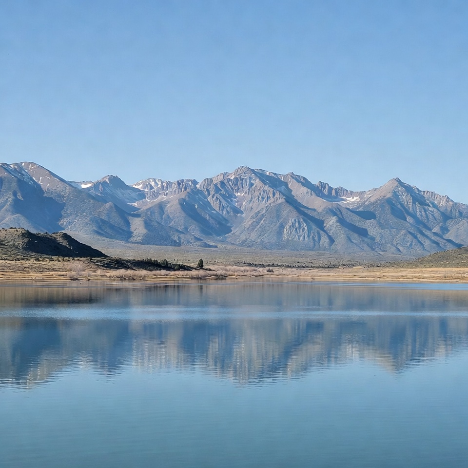 Mountain Range Reflecting in Calm Lake Mountain Range Reflecting in Calm Lake
