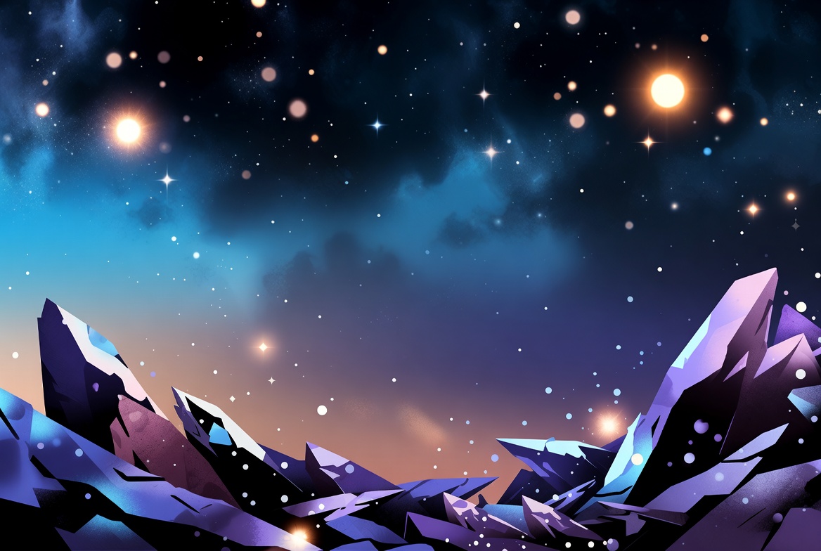Crystal Mountains Under Starry Sky Crystal Mountains Under Starry Sky