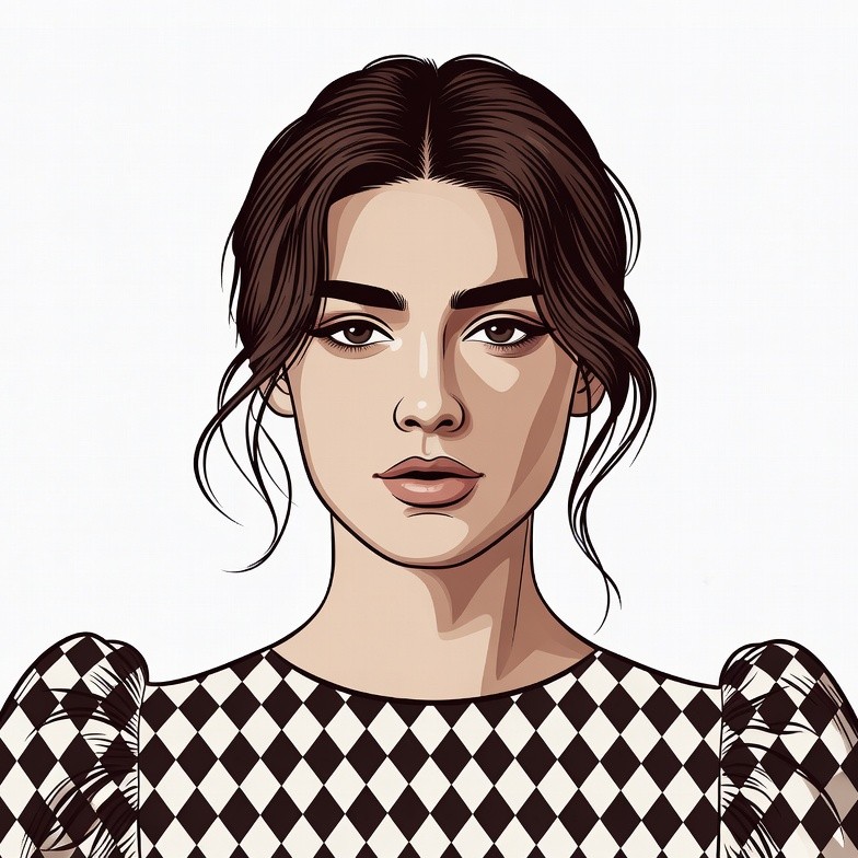 Woman in checkered blouse portrait Woman in checkered blouse portrait