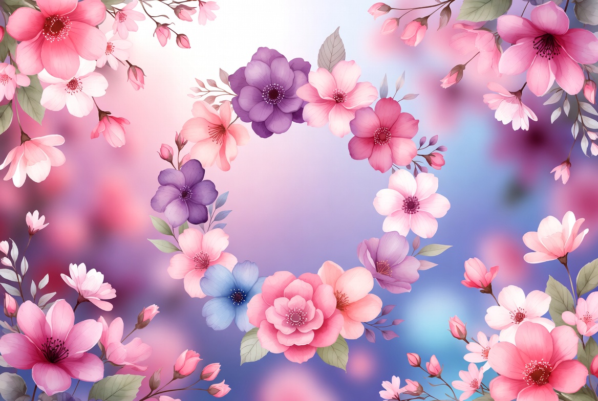 Purple Flower Wreath Illustration Purple Flower Wreath Illustration