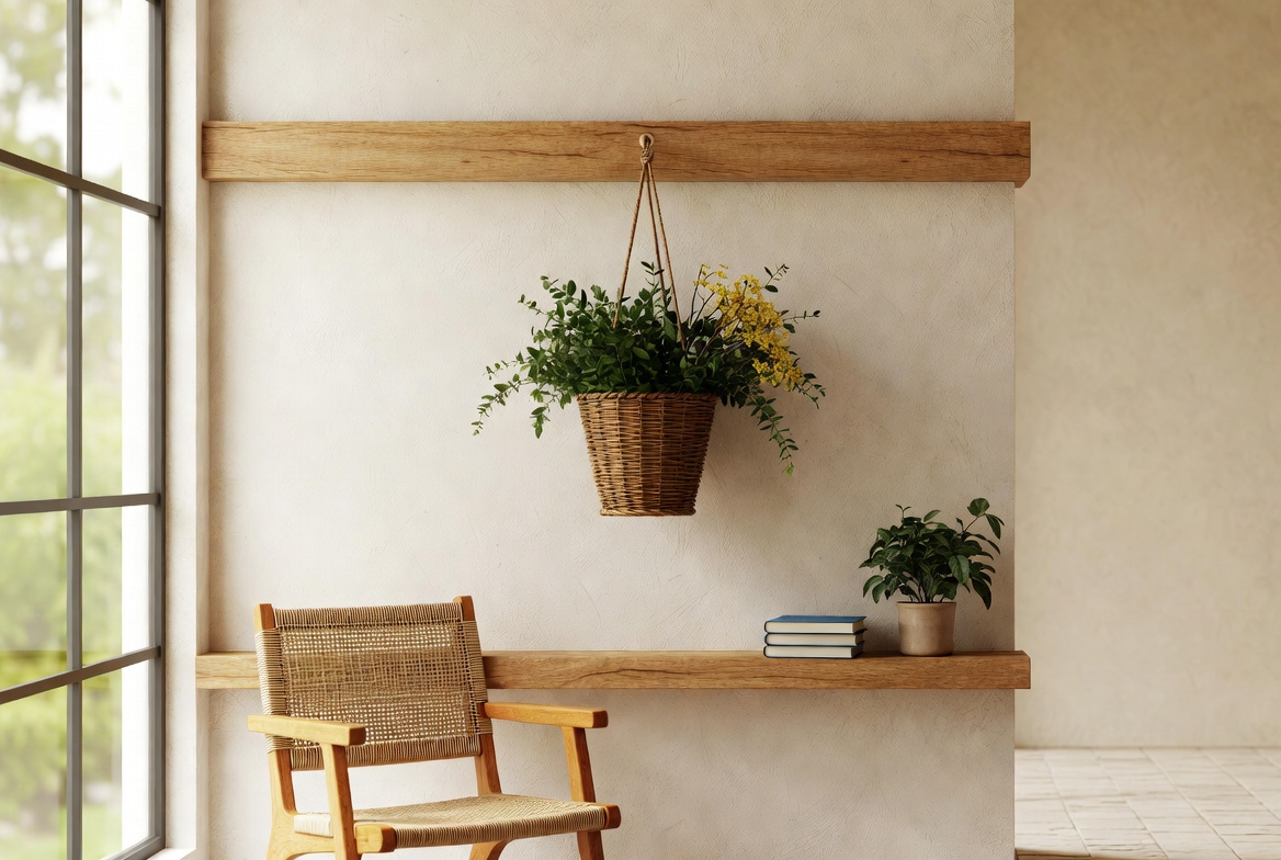 Hanging Plants by Wooden Chair Hanging Plants by Wooden Chair