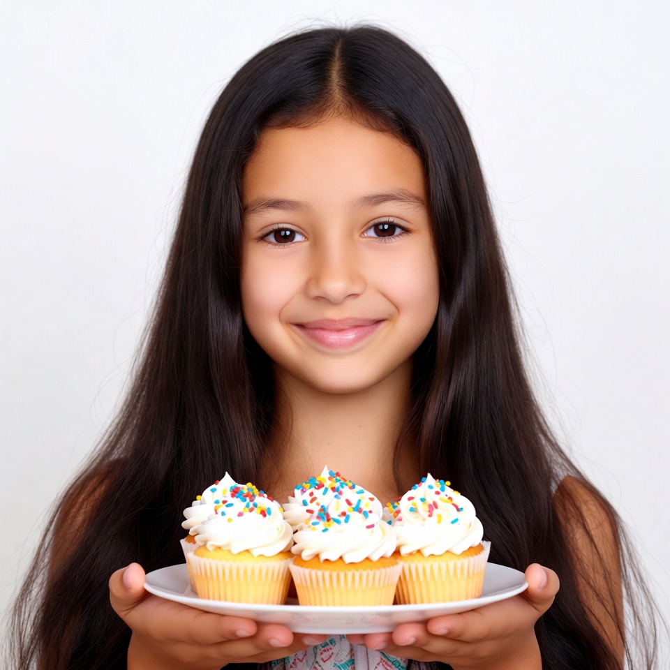 Girl holding cupcakes Girl holding cupcakes
