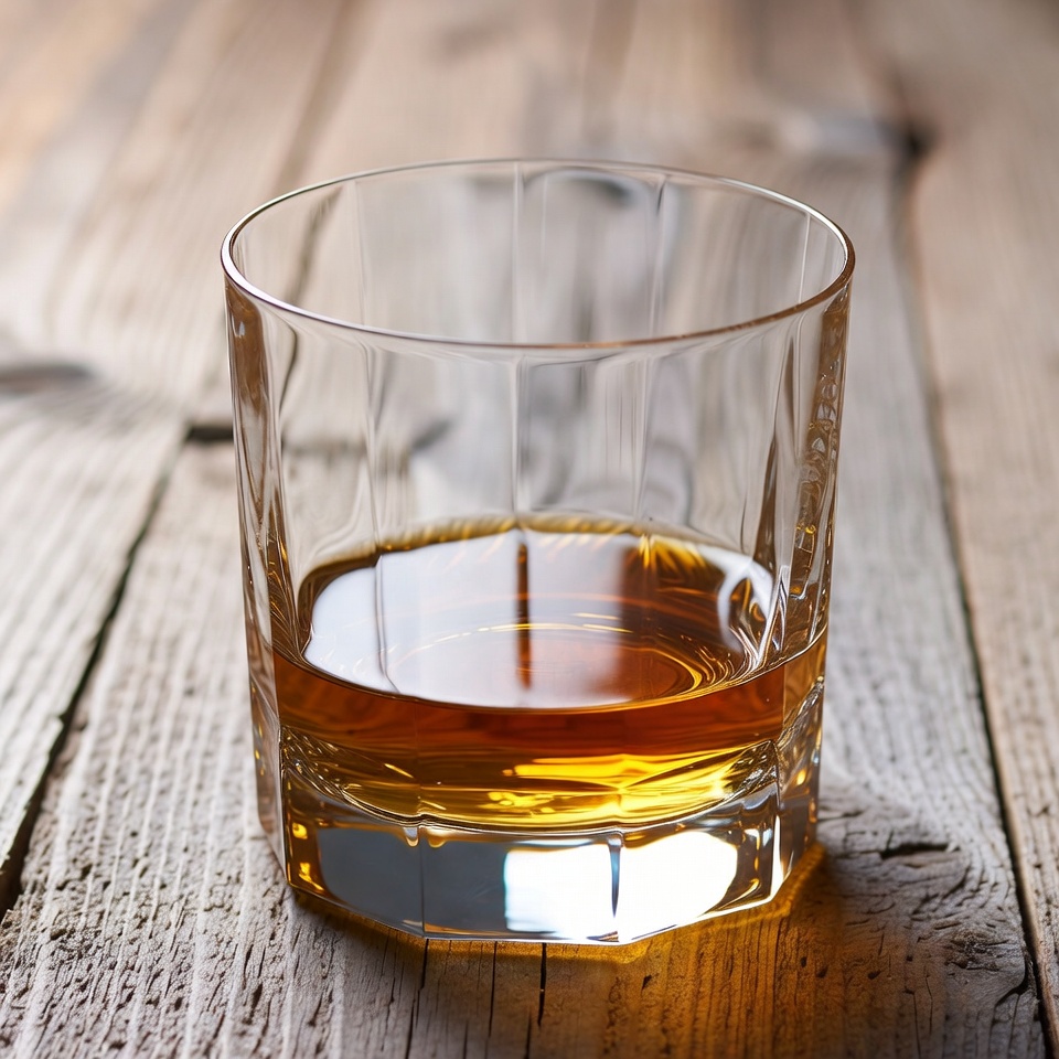 Whiskey glass on wooden table Whiskey glass on wooden table