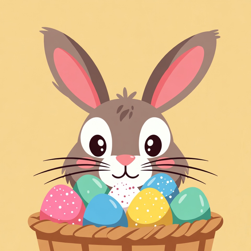 Cute Bunny Holding Easter Eggs Cute Bunny Holding Easter Eggs
