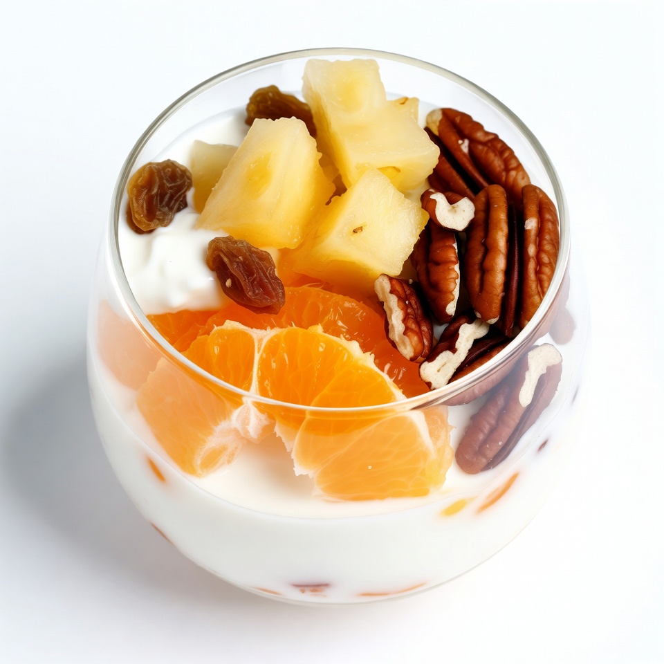 Yogurt Parfait with Pineapple Oranges Raisins Pecans Yogurt Parfait with Pineapple Oranges Raisins Pecans