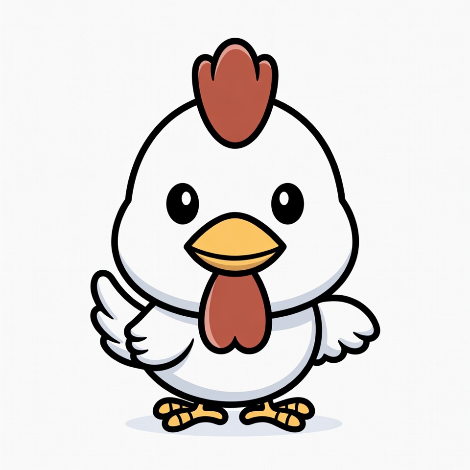 Cute cartoon white chicken Cute cartoon white chicken