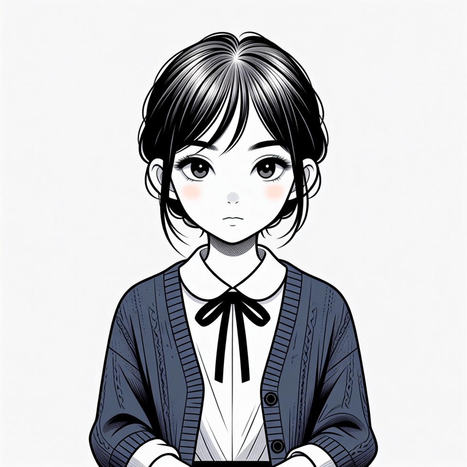 Anime girl in cardigan and bowtie Anime girl in cardigan and bowtie