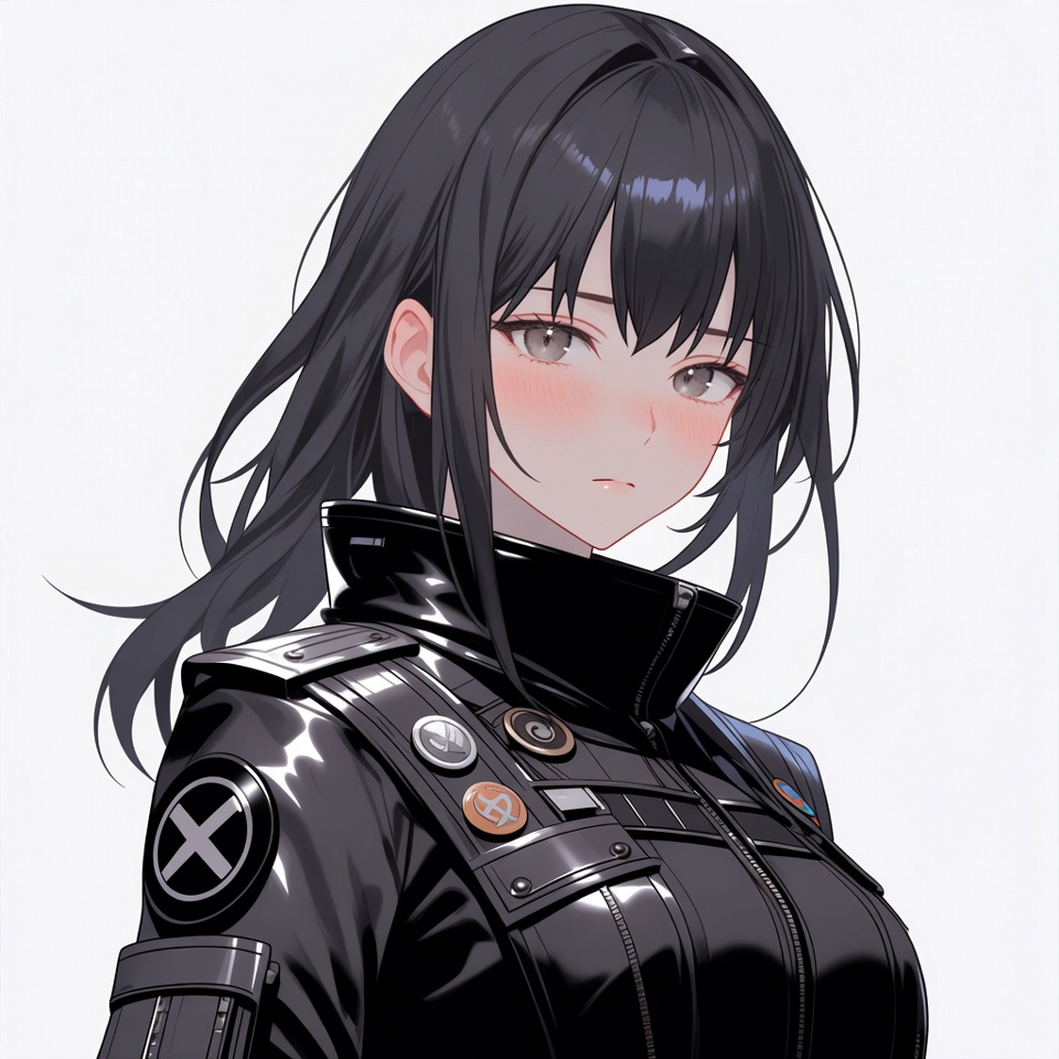 Anime girl in black leather jacket Anime girl in black leather jacket