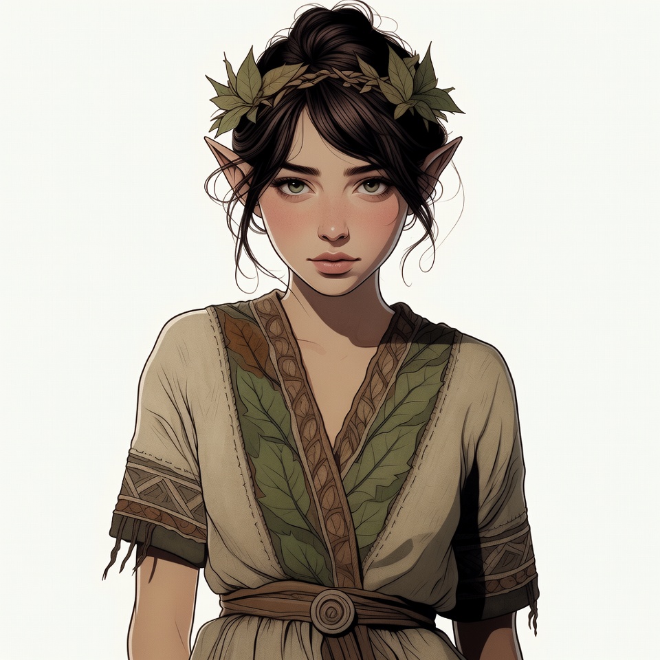 Fantasy elf woman with laurel wreath Fantasy elf woman with laurel wreath