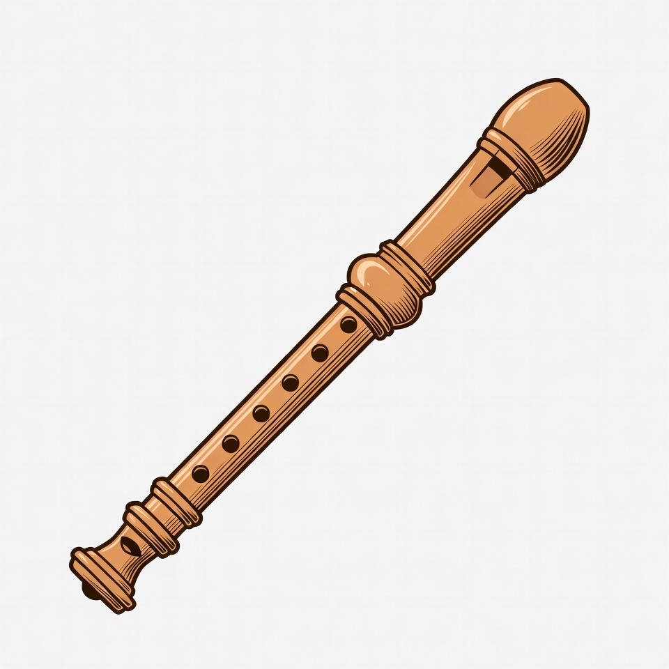 Wooden Recorder Flute Illustration Wooden Recorder Flute Illustration