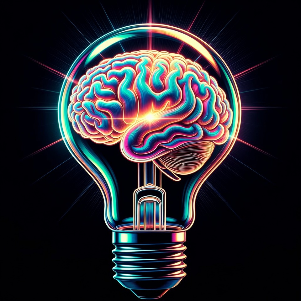 Glowing Brain Lightbulb Illustration Glowing Brain Lightbulb Illustration