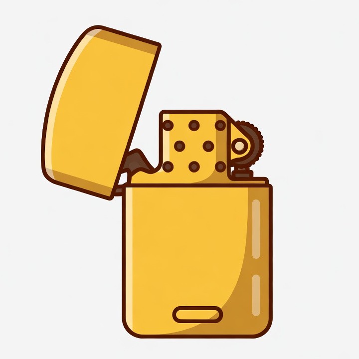 Open Yellow Zippo Lighter Illustration Open Yellow Zippo Lighter Illustration