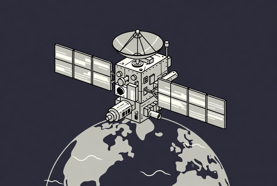 Space Probe Orbiting Earth Illustration Space Probe Orbiting Earth Illustration