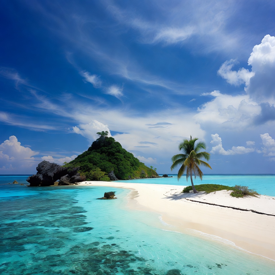 Tropical Island with Palm Tree Tropical Island with Palm Tree