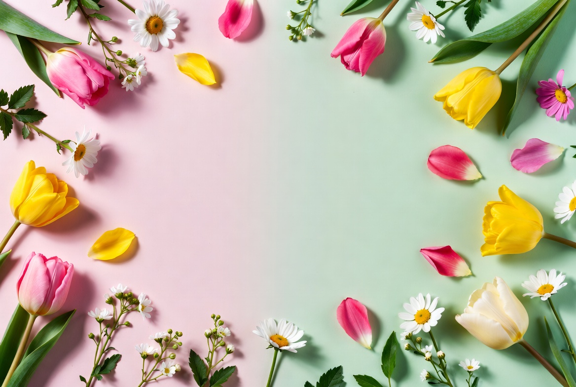 Pink and Yellow Tulips with Daisies Pink and Yellow Tulips with Daisies