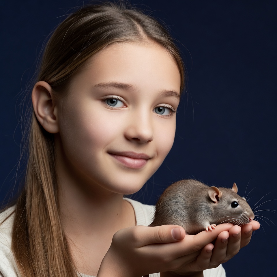 Girl holding pet rat Girl holding pet rat