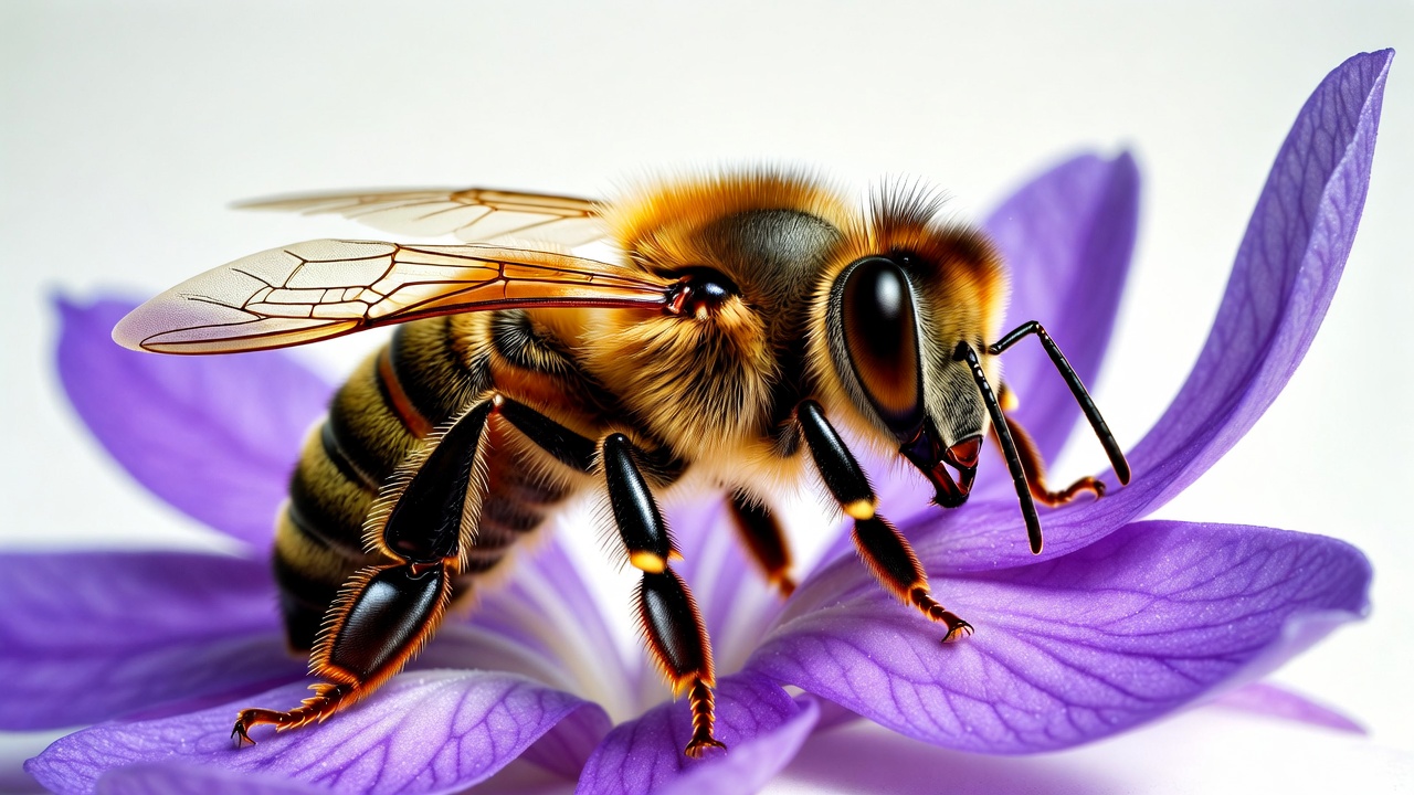 Honey Bee on Purple Flower Honey Bee on Purple Flower