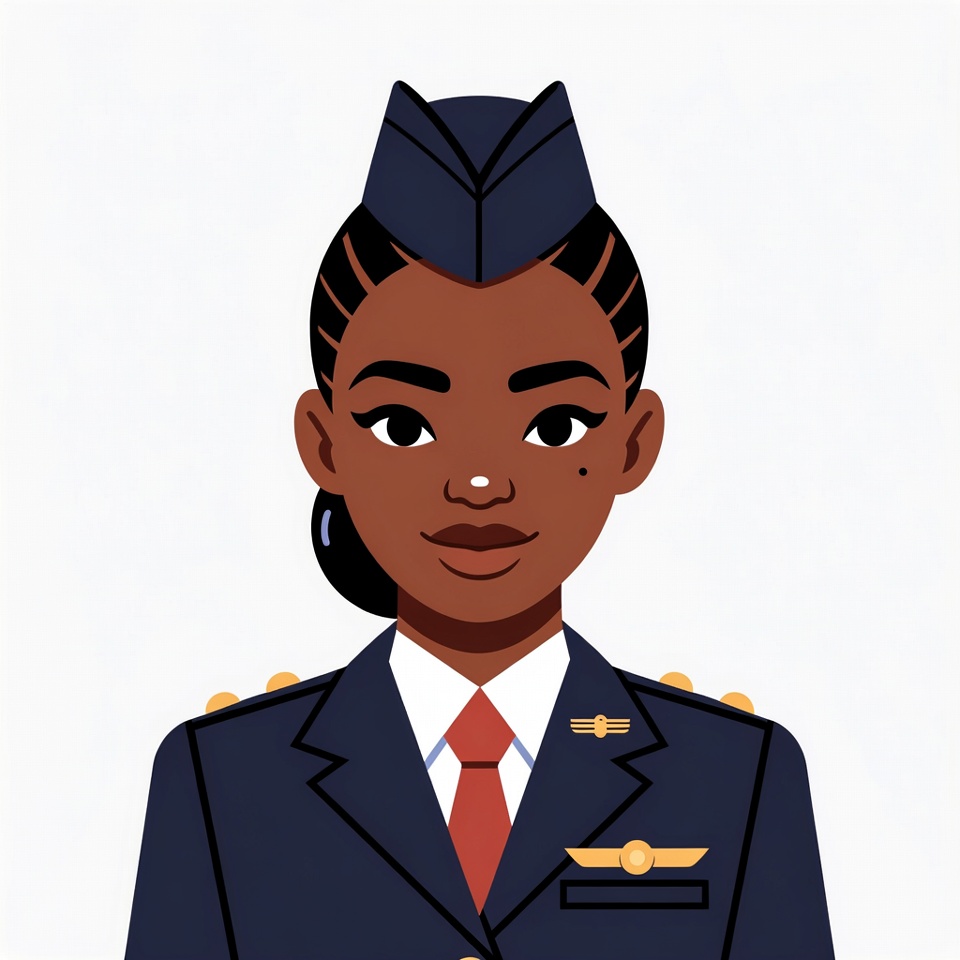 African-American woman in flight attendant uniform African-American woman in flight attendant uniform