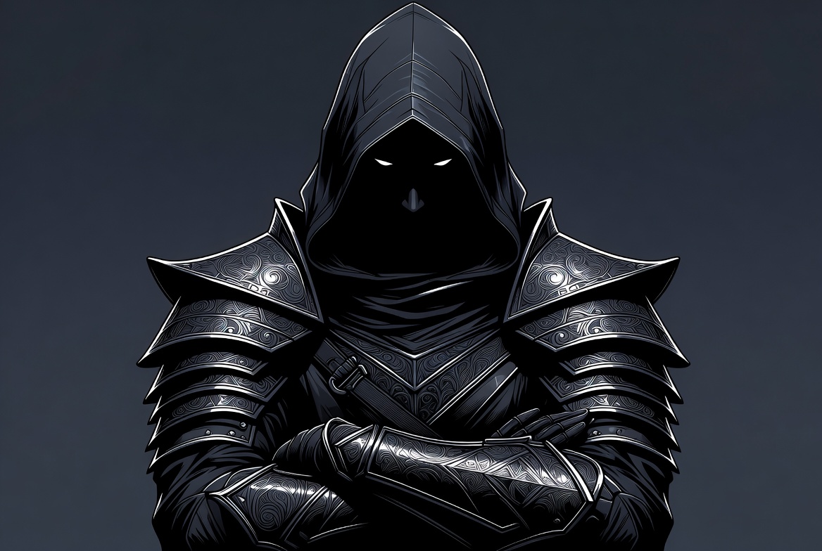 Hooded Dark Knight Arms Crossed Hooded Dark Knight Arms Crossed