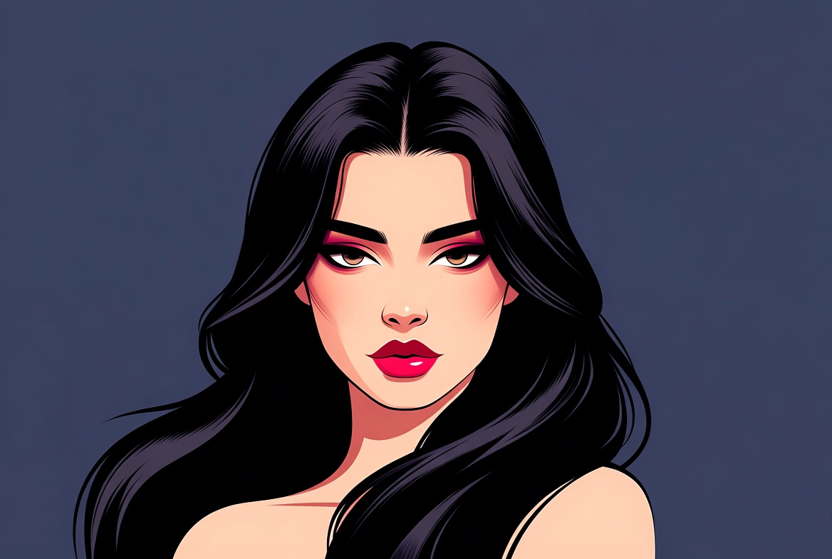 Beautiful woman with long black hair Beautiful woman with long black hair