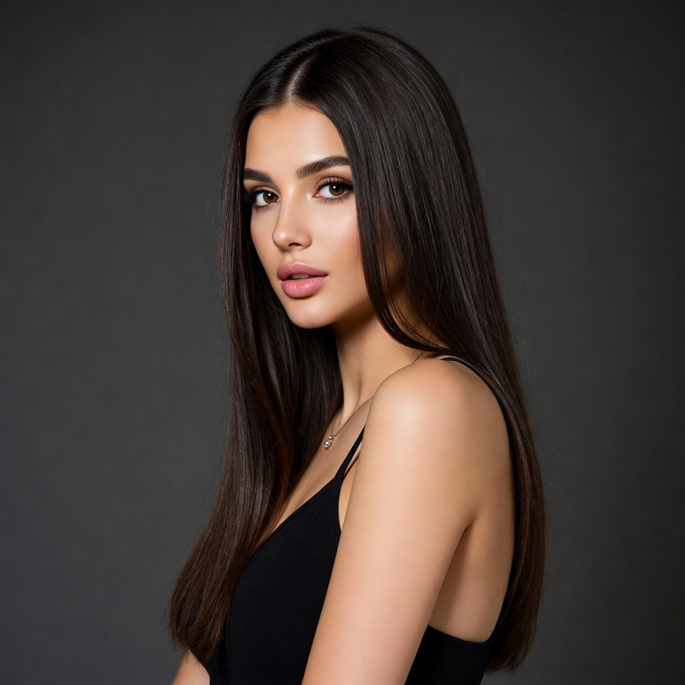 Beautiful woman with long dark hair Beautiful woman with long dark hair