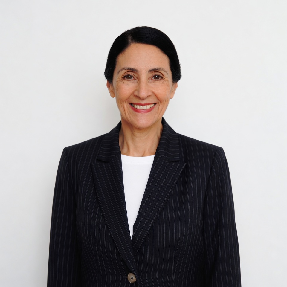 Smiling woman in pinstripe suit Smiling woman in pinstripe suit