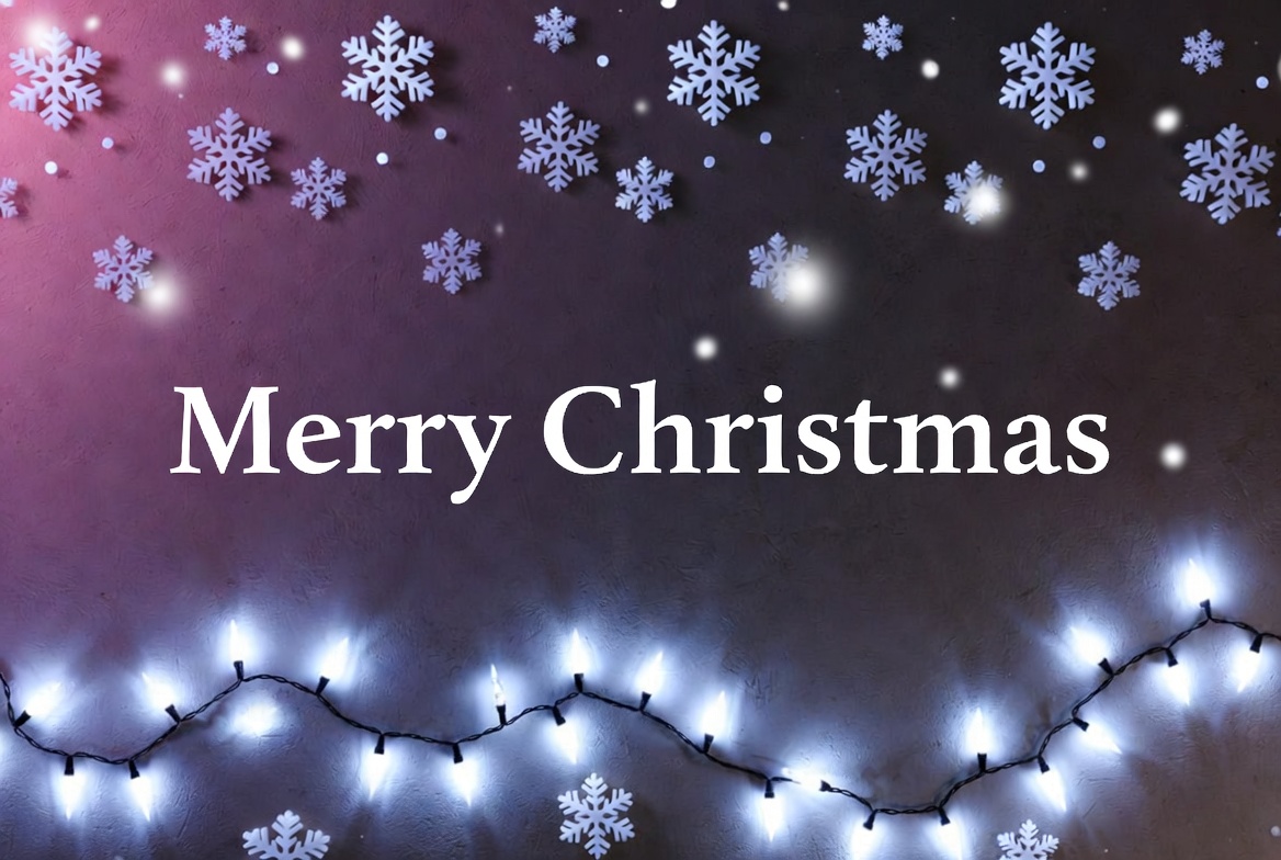 Merry Christmas with Snowflakes and Lights Merry Christmas with Snowflakes and Lights