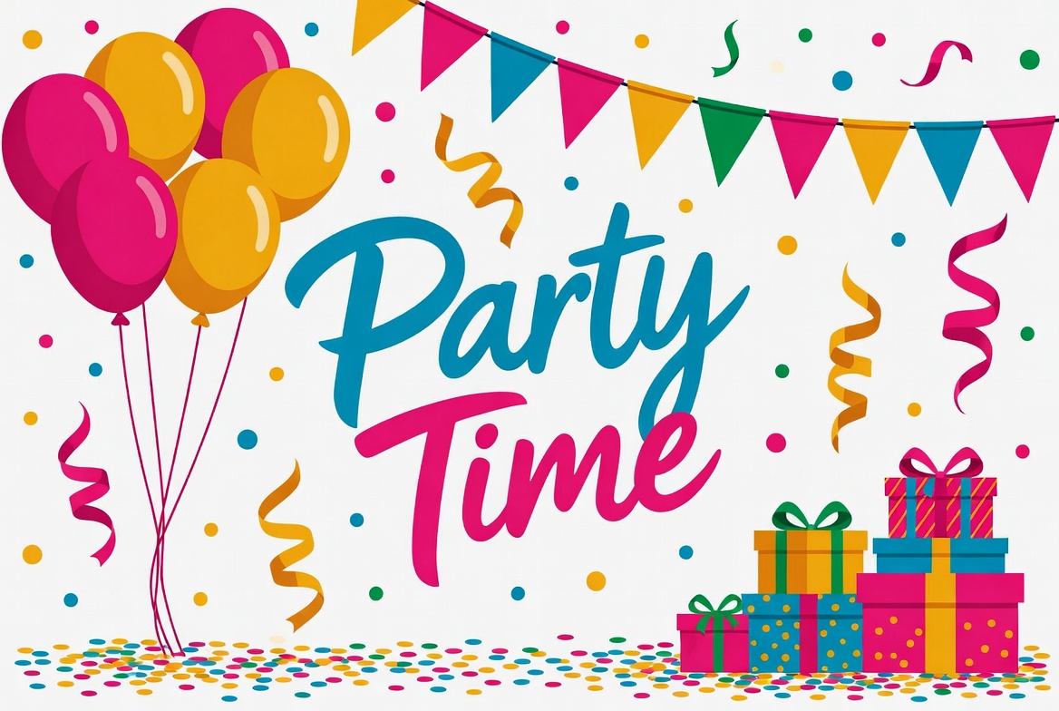 Colorful Party Time Balloons Illustration Colorful Party Time Balloons Illustration