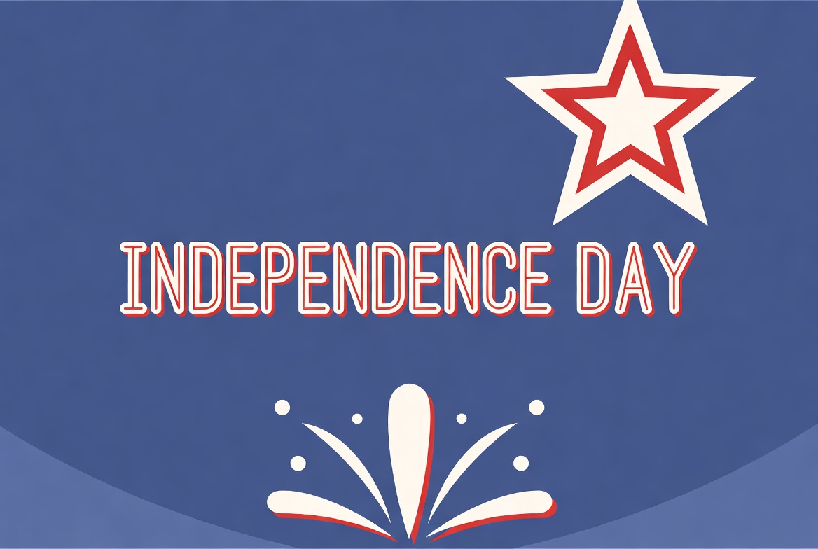 Independence Day Clipart with Star and Fireworks Independence Day Clipart with Star and Fireworks