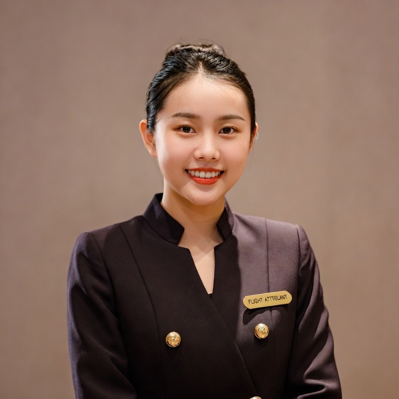 Asian woman in flight attendant uniform Asian woman in flight attendant uniform