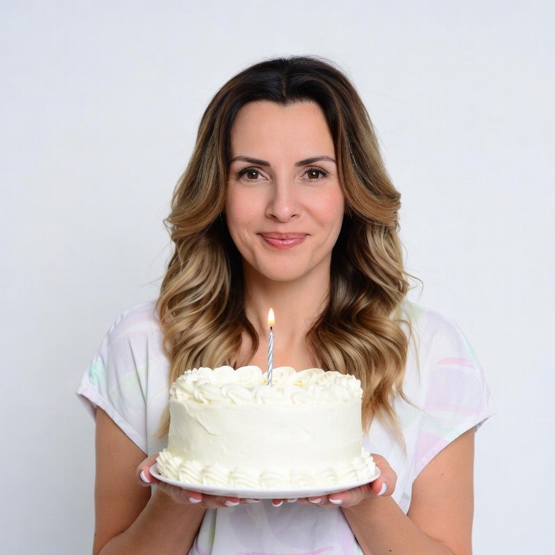 Woman holding birthday cake Woman holding birthday cake