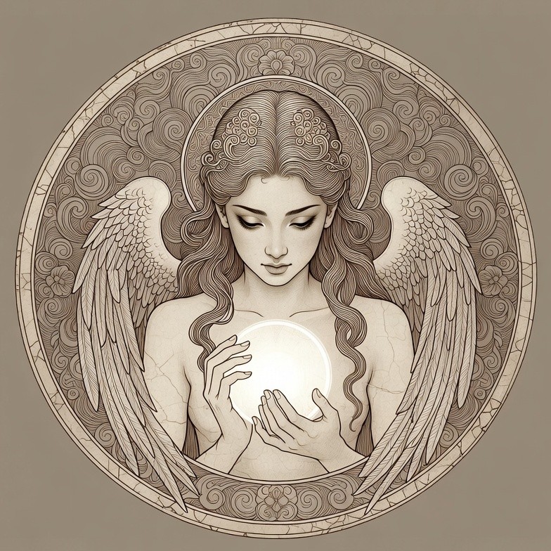 Angel Woman Holding Glowing Orb Angel Woman Holding Glowing Orb