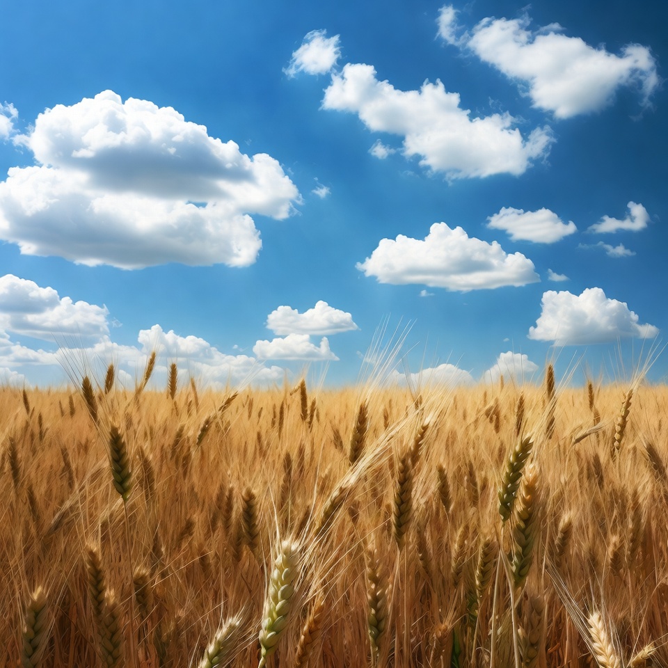 Golden Wheat Field Blue Sky Golden Wheat Field Blue Sky