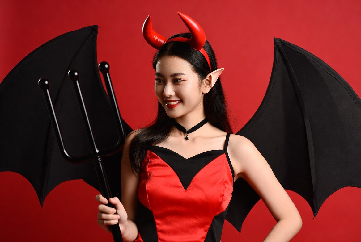 Asian woman in devil costume Asian woman in devil costume
