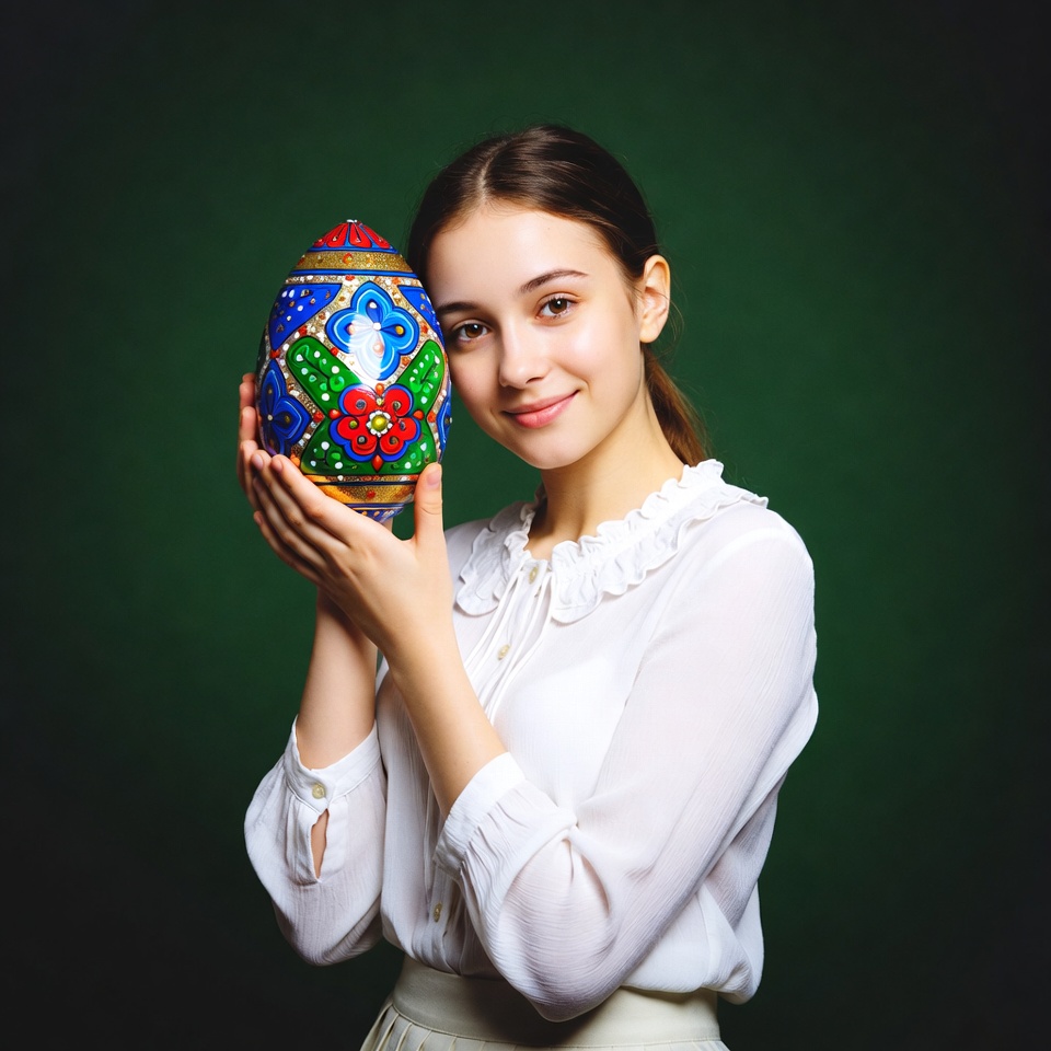 Girl holding colorful Easter egg Girl holding colorful Easter egg