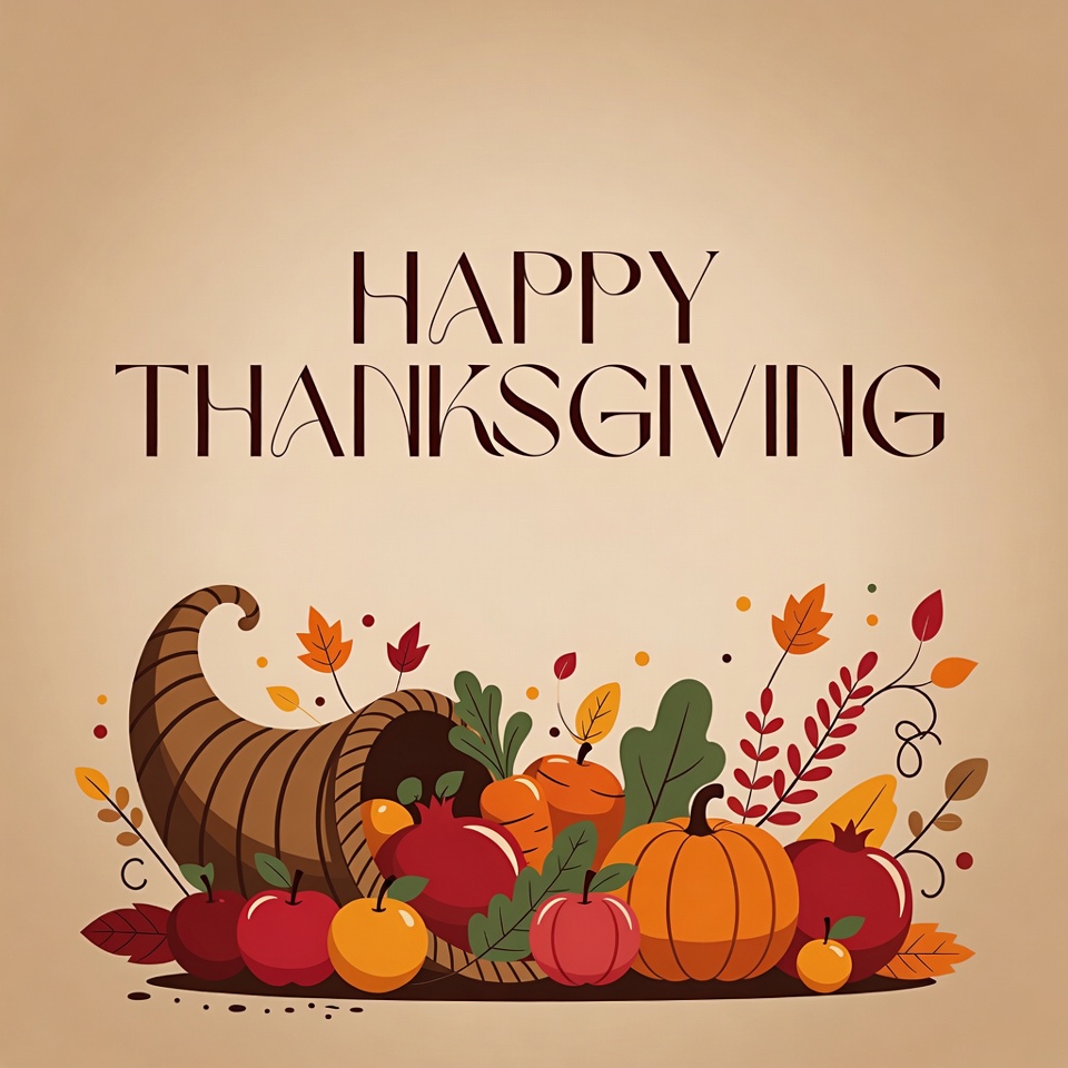 Happy Thanksgiving Cornucopia Illustration Happy Thanksgiving Cornucopia Illustration