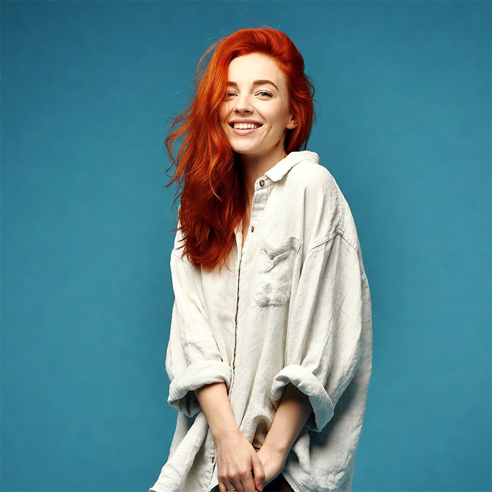 Smiling woman with red hair Smiling woman with red hair