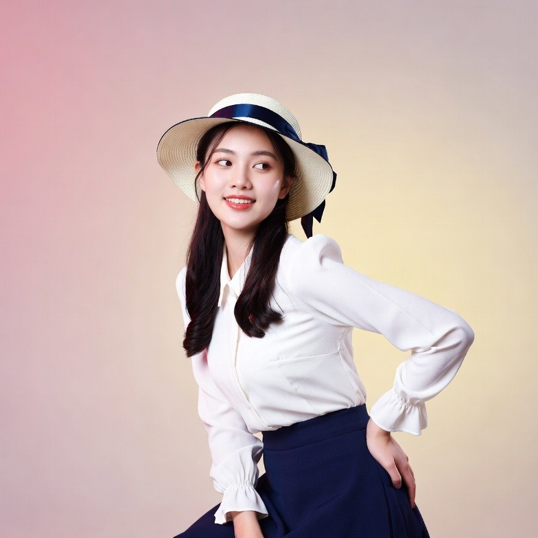 Asian woman in straw hat Asian woman in straw hat