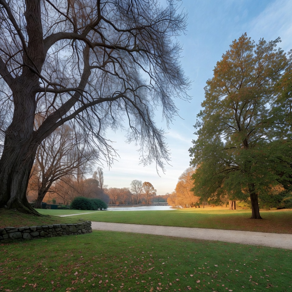 Autumn Trees by Lakeside Path Autumn Trees by Lakeside Path
