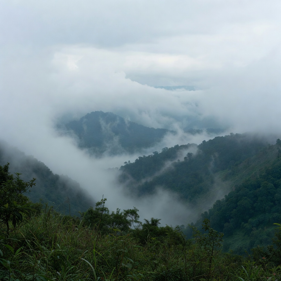 Cloudy Mountains with Foggy Valleys Cloudy Mountains with Foggy Valleys