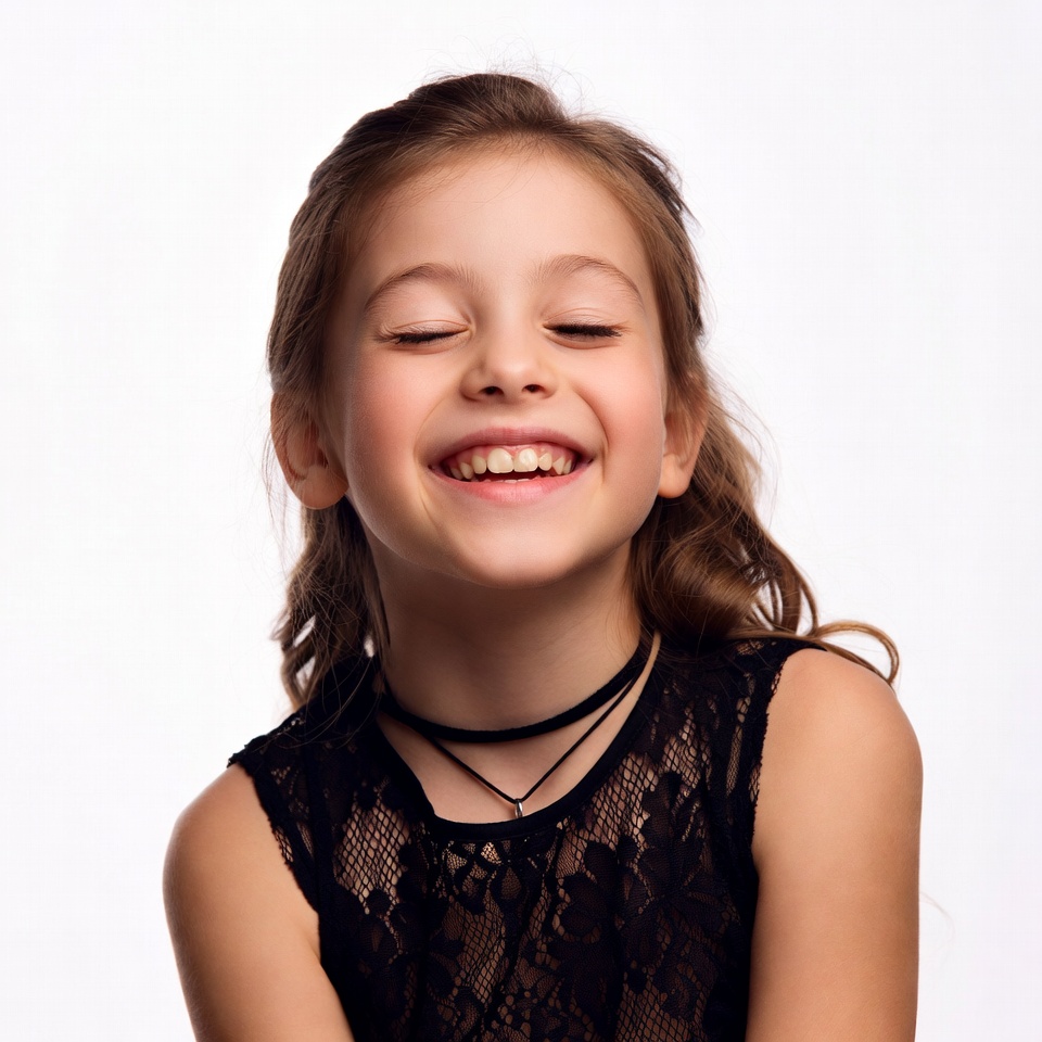 Smiling girl in black lace top Smiling girl in black lace top