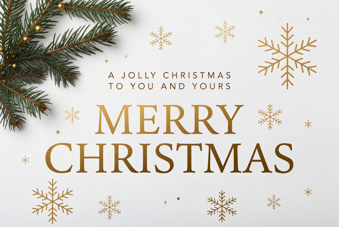 Merry Christmas greeting with fir branch Merry Christmas greeting with fir branch