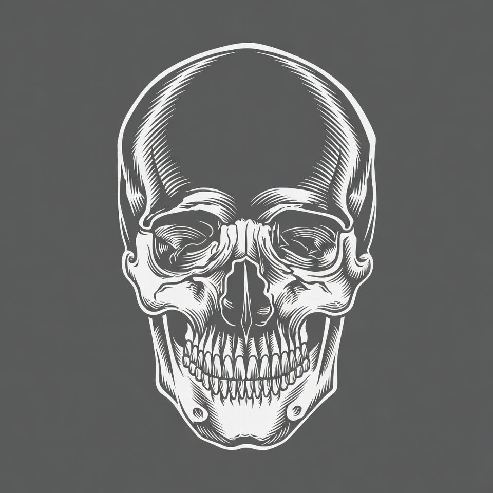Skull illustration on gray background Skull illustration on gray background
