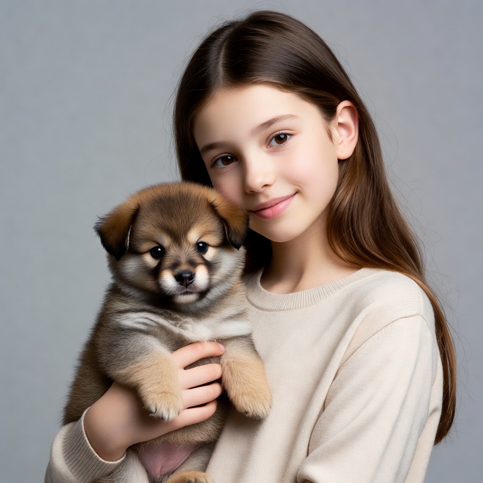 Girl holding cute puppy Girl holding cute puppy