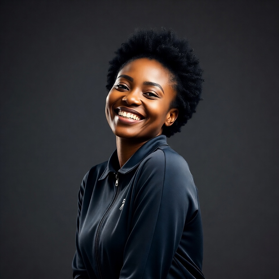 Smiling African woman with curly hair Smiling African woman with curly hair