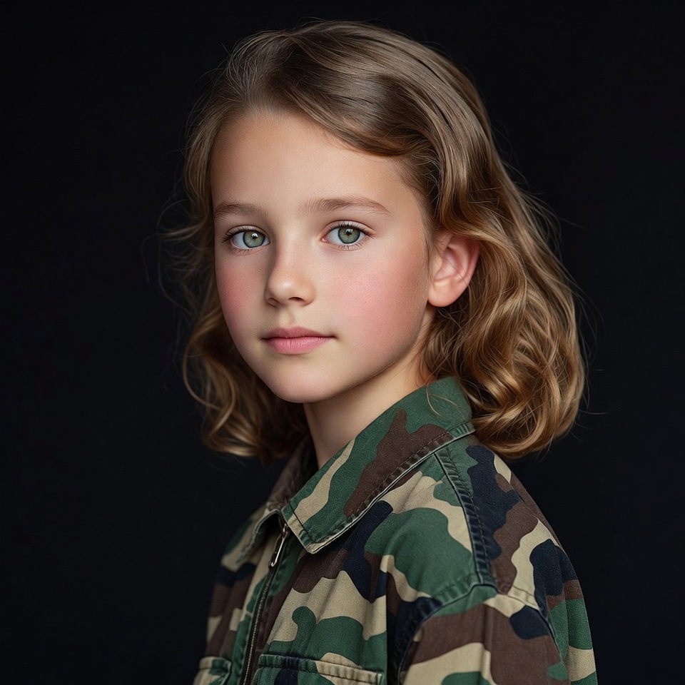 Girl in camouflage jacket portrait Girl in camouflage jacket portrait