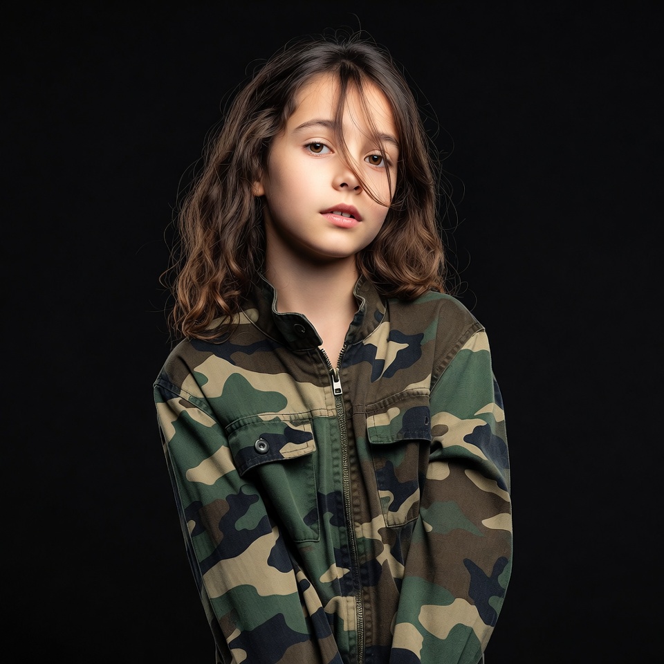 Girl in camouflage jacket Girl in camouflage jacket