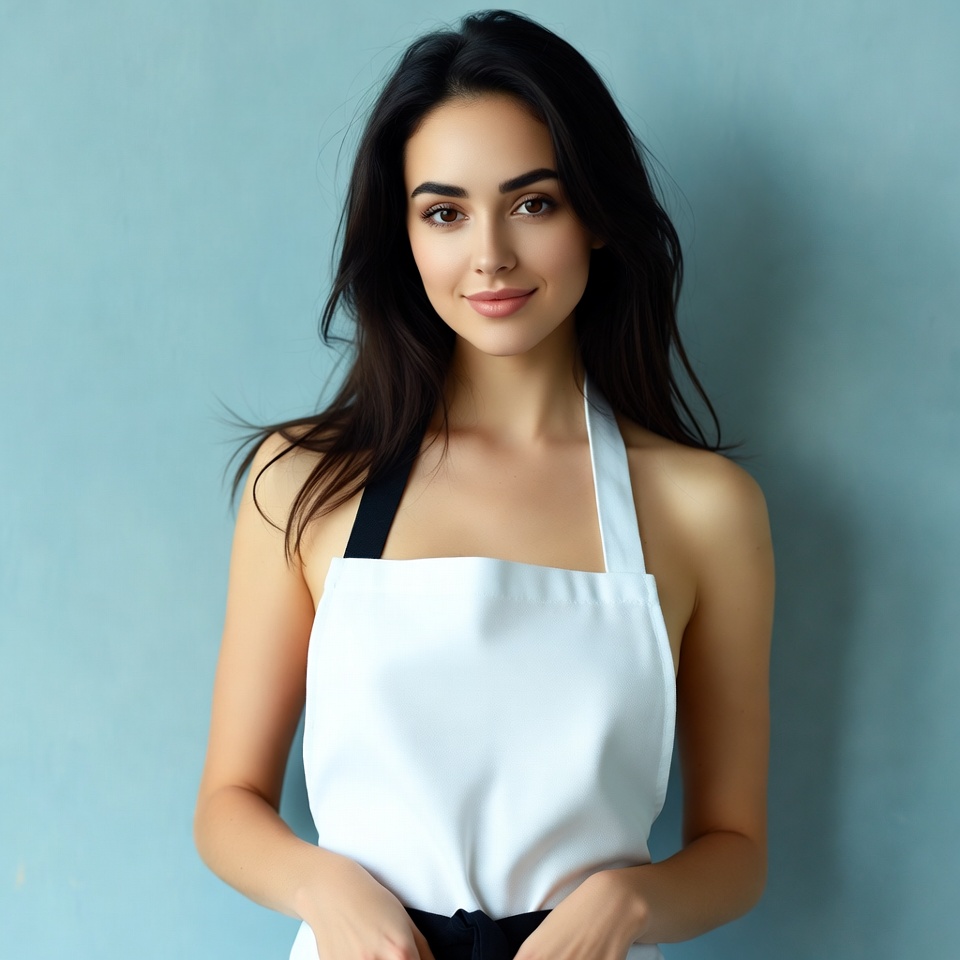 Woman wearing white apron Woman wearing white apron
