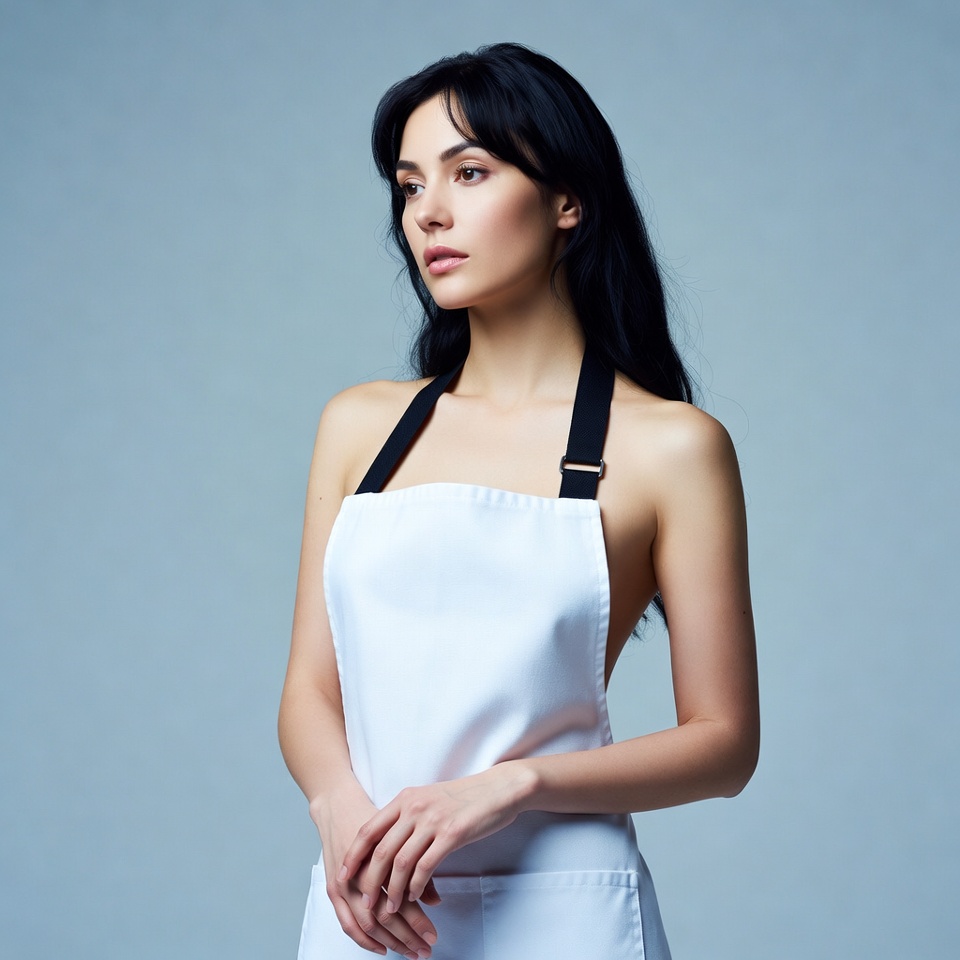 Woman wearing white apron Woman wearing white apron